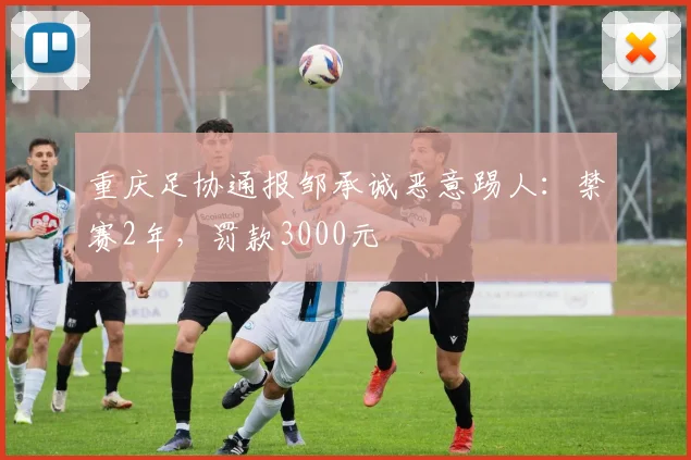 重庆足协通报邹承诚恶意踢人：禁赛2年，罚款3000元